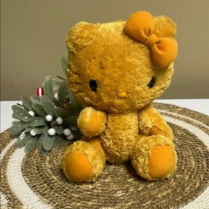 VTG 2004 Hello Kitty Gold/Yellow jointed limbs plush Sanrio